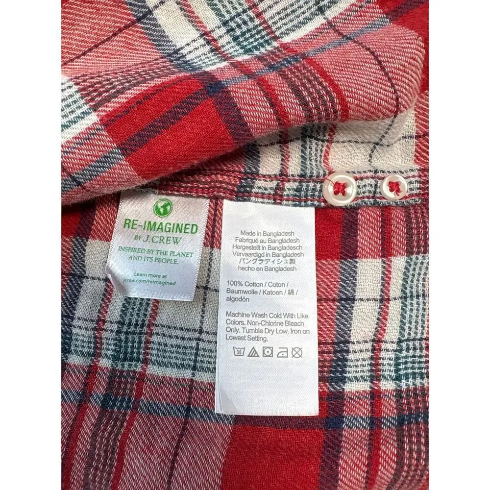 J.Crew Red Plaid Flannel Shirt Size M -Read